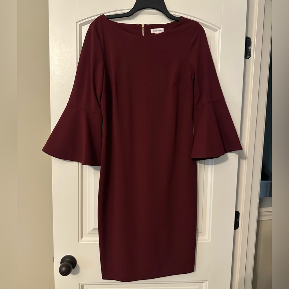 Calvin Klein Maroon Long Sleeve Dress